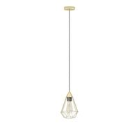 EGLO Pendant lighting Tarbes, ceiling light fitting made of brushed brass, metal hanging lamp for dining and living room, E27 socket, Ø 6.9 inches