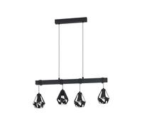Eglo Pendant Lighting Townshend, 4-Light Vintage Hanging lamp for Dining Table, Industrial Design Ceiling Light Fitting for Living Room, Black Metal, E27 Socket