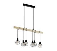 Eglo Lighting Townshend 6 Lamp Straight Bar Pendant Ceiling Light Black, Brown -