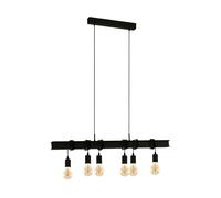 Eglo Pendant Lighting Townshend, 6-Light Vintage Hanging lamp for Dining Table, Industrial Design Ceiling Light Fitting for Living Room, Black Steel, E27 Socket
