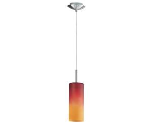 Eglo Pendant Lighting Troy 1, Ceiling Light Fitting | hanging lamp for dining and living room made of metal in matte nickel and glass in red and orange, E27 socket