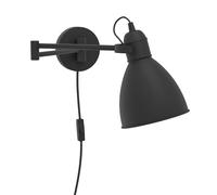 Eglo Peri Vintage wall Light, Black Steel Industrial wall lamp