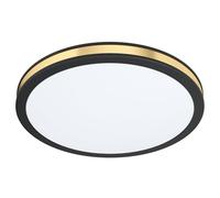 Eglo LED Ceiling Light Pescaito, 1-Bulb, Black Steel & White/Gold Plastic, Warm White, 28 cm