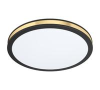 Eglo LED Ceiling Light Pescaito, 1-Bulb, Black Steel & White/Gold Plastic, Warm White, 28 cm