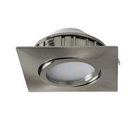 EGLO Pineda LED Recessed Spotlight Plastic LED Spotlight in Nickel Matt Recessed LED Flat and Swivelling L x W 8.4 cm