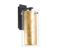Eglo Pinto Gold Wall Light 1-Bulb Steel Colour: Black Glass Clear Gold Socket E27 with Switch