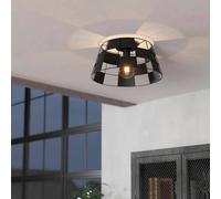 Eglo Ceiling Light Fixture Pontefract, Flush-Mount Ceiling lamp in Geometric Design, Black Metal Living Room and Hallway Lighting, E27 Socket, Ø 17 in