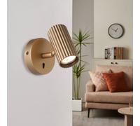 Eglo Bedside Wall Light Portillo, Indoor lamp with Adjustable Spotlight, Reading lamp with Switch, Bedroom and Living Room Lighting, Metal in matt Brass, GU10