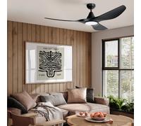 Eglo Portsea Black 3 Blade Plastic LED Ceiling Fan With Light - Matte Black / Black