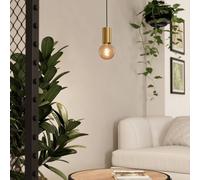 Eglo Pendant Lighting Pozueta 1, Cord Pendulum for Dining and Living Room, Minimalist Hanging Ceiling Light, Brass Finished Metal, Cable with E27 Socket, Ø 2.6 in