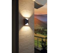Eglo Predazzo Grey And White Metal Ip44 Integrated Led Outdoor Wall Light (D) 21Cm