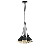 Eglo Priddy Pendant Lamp, 7-Light Vintage Hanging Lamp in Industrial Style, Retro Steel Pendant Light, Colour: Black, White, Socket: E27
