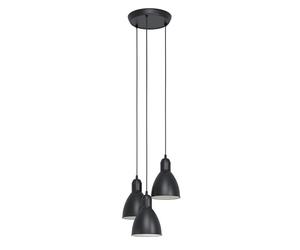 Eglo Priddy Pendant Lamp, Black and White Steel Industrial Ceiling Light Fitting, Retro Style Dining and Living Room Hanging Lighting, E27 Socket