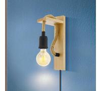 EGLO Rampside wall light, wood and rope, shadeless