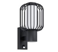 EGLO Ravello Outdoor Wall Light, 1 Bulb Outdoor Light with Motion Sensor and Light Sensor, Wall Light Made of Galvanised Steel in Black and Plastic in