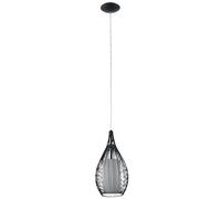 EGLO Razoni Teardrop Shaped Pendant Satin Glass & Steel Black/White