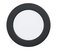 Eglo Recessed LED Ceiling spot Fueva 6, Round Bathroom Downlight, Black Plastic Ceiling lamp, Flat Spotlight, Warm White-Cold White, IP44, ∅ 11.7 cm