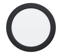 EGLO Recessed LED Ceiling spot Fueva 6, Round Bathroom Downlight, Black Plastic Ceiling lamp, Flat Spotlight, Warm White-Cold White, IP44, ∅ 16.6 cm