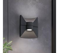 EGLO Redondo outdoor wall lamp, anthracite, height 17 cm, metal, 2-bulb.