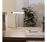 Eglo LED Desk lamp Riccione, Touch-dimmable Office Lighting with Flexible arm, Table Light Fitting for Reading, Brass Coloured Metal, Warm - Cool White