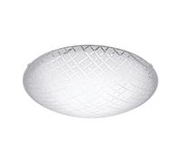 EGLO Riconto 1 LED Ceiling Light, Diameter 31.5 cm, 1-Bulb Ceiling Light, Living Room Lamp Made of Metal and Ribbed Glass in White, Kitchen Lamp, LED Hallway Lamp, Round, Warm White