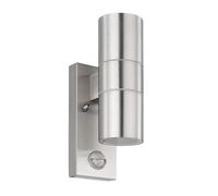 EGLO Outdoor LED Sensor Wall Light 2x3W Stainless Steel Garden Balcony Lamp