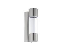 Eglo Robledo Cylindrical Steel And Plastic Led Outdoor Wall Light In Metallic Silver Metallic Silver One Size