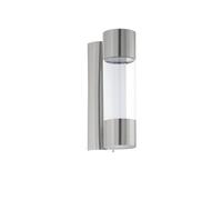 Eglo Robledo Cylindrical Steel & Plastic LED Outdoor Wall Light in Metallic Silver EGLO Metallic Silver