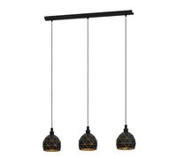 Eglo Roccaforte 3-Flame Pendant Lamp, Steel, Black and Gold Hanging Light