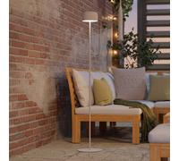 Eglo Cordless LED Floor lamp Roccanova, Wireless Solar Powered Outdoor Light, Rechargeable, 3-Step Touch dimmable Garden Lighting, White Steel, Warm White, IP44
