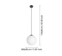 EGLO Rondo Spherical Opal Glass Pendant Light Black