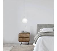 Eglo Rondo Satin Nickel And White Glass And Metal Pendant Light, (D) 25Cm