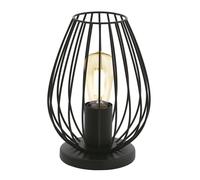 Eglo Newtown 1-Flame Vintage Table lamp, Steel and Black Colour Bedside Light, E27 Socket, incl. Switch
