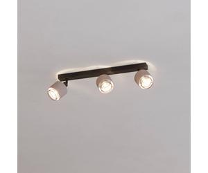 EGLO Rosley downlight, length 43 cm, black/natural, 3-bulb.