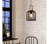 Eglo Roundham Pendant Light - Black & Brushed Brass, E27 Fitting Black
