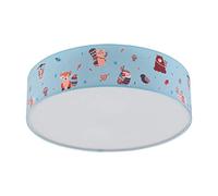 EGLO Ruffo Ceiling Light Fabric Children's Lamp Motif, Decorative for Boys and Girls, Ceiling Light for Children's Room, Multi-Colour, Animal Lamp, Steel, 40 W, White