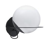 EGLO Sabalete Wall Lamp, 1 Bulb Modern Wall Light, Interior Wall Light, Steel and Glass, Living Room Lamp, Hallway Lamp in Black, White, Opal Matte, E27 Socket