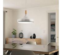 Eglo Sabinar Steel And Wood Pendant Light, (D) 40Cm In Silver Silver