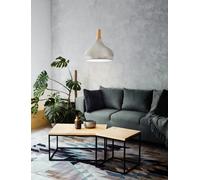 Eglo Sabinar Steel/ Wood Pendant Light, (D) 28Cm In Silver Silver