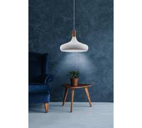 Eglo Pendant Lighting Sabinar, hamging lamp Made of White Metal and Natural Wood, Ceiling Light Fixture with E27 Socket, Ø 40 cm, FSC Certified
