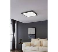 EGLO Ceiling light fixture Salobrena 1, flush-mount LED panel, square kitchen, hallway and office lamp, white plastic, neutral white lighting, 24x24 in