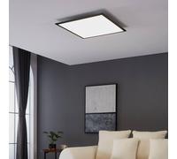 EGLO Ceiling light fixture Salobrena 1, flush-mount LED panel, square kitchen, hallway and office lamp, white plastic, neutral white lighting, 24x24 in