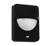 EGLO Salvanesco Outdoor Wall Light, 1-Bulb Outdoor Light with Motion Sensor and Light Sensor, Wall Light Made of Cast Aluminium in Black and Plastic in White, Outdoor Lamp with E27 Socket, IP44
