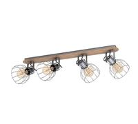 EGLO Sambatello 4-Bulb Vintage Ceiling Light in Retro Look Steel Ceiling Spotlight Colour: Brown Socket: E27