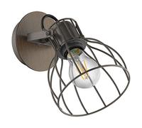 EGLO Sambatello Wall Light 1-Bulb Vintage Wall Light in Retro Look, Material: Steel, Colour: Brown, Socket: E27