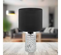 Eglo Sapuara Clear Crystal Glass & Black Fabric Modern Table Lamp Black One Size