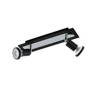 EGLO Sarria LED Ceiling Light 2 Bulbs Metal Living Room Lamp Black Chrome Spotlights Including GU10 Bulbs Warm White