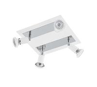 EGLO Sarria LED Ceiling Light 4 Bulbs Metal Living Room Lamp in White Chrome Spotlights Including GU10 Bulbs Warm White