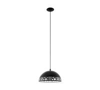 Eglo Savignano Pendant Light, 1 Bulb Modern Pendant Light Made of Metal in Black, White, Dining Table Lamp, Living Room Lamp Hanging with E27 Socket