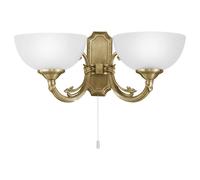 EGLO Savoy Wall Light 2-Bulb Wall Light Vintage Rustic Wall Light Interior Made of Cast Metal Satin Glass Living Room Lamp Hallway Lamp in Burnished